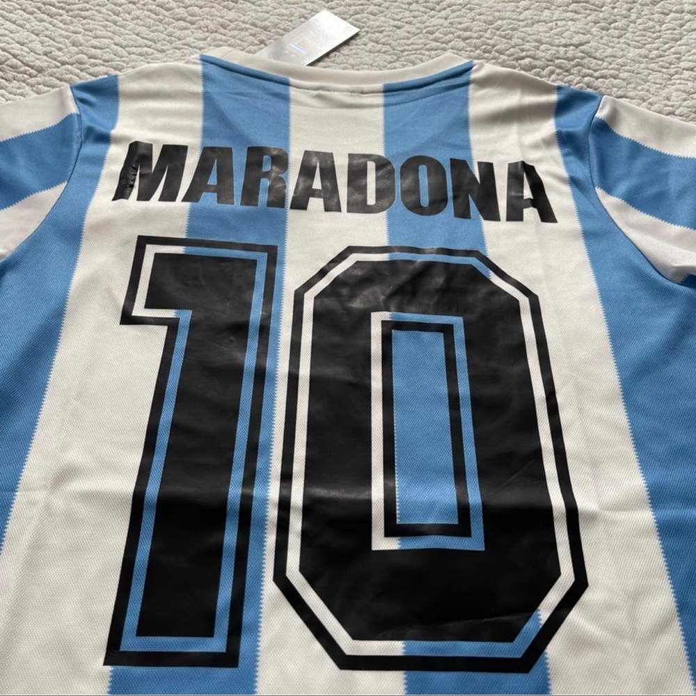 COPY - Diego Maradona Argentina Retro Vintage Home Soccer Jersey - NEW - Men - Picture 8 of 10